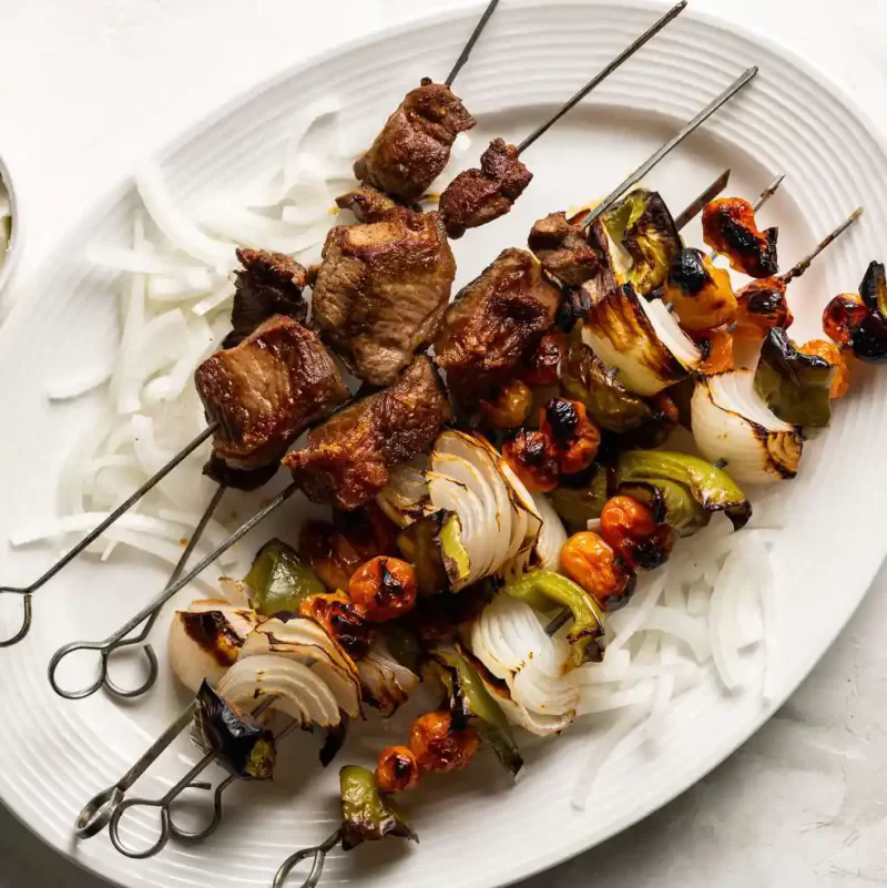 Lamb Shashlick – Marinated & Clay Oven Grilled with Peppers