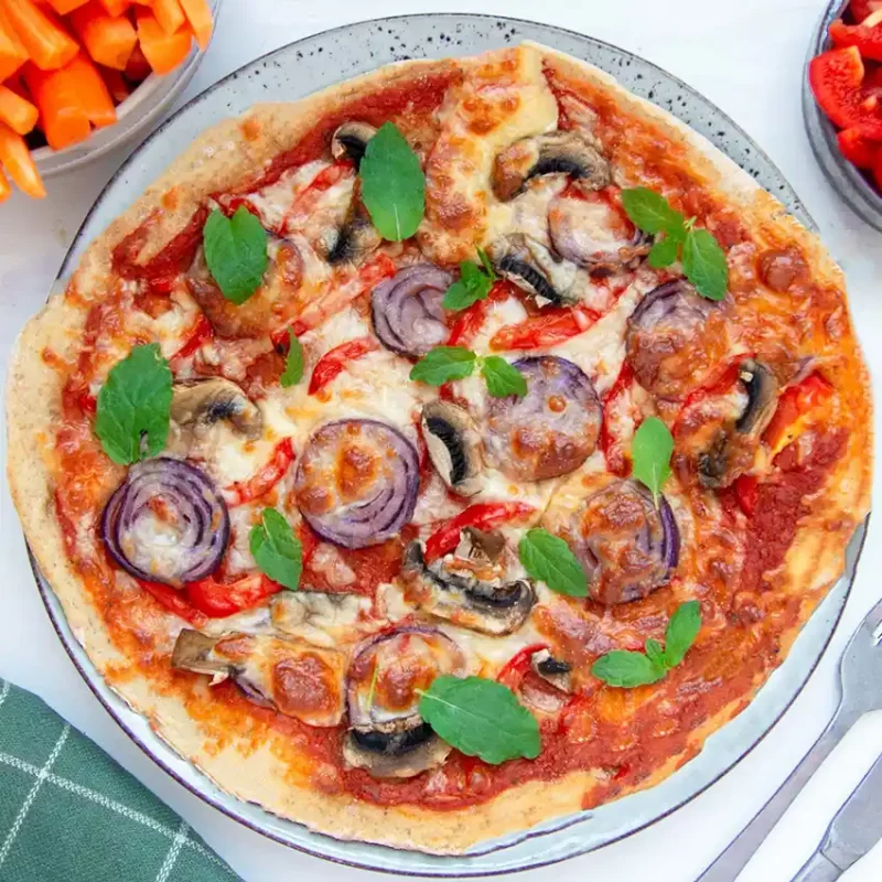 Vegetarian Perfection – Fresh Veggie Pizza with Mushrooms, Peppers & More